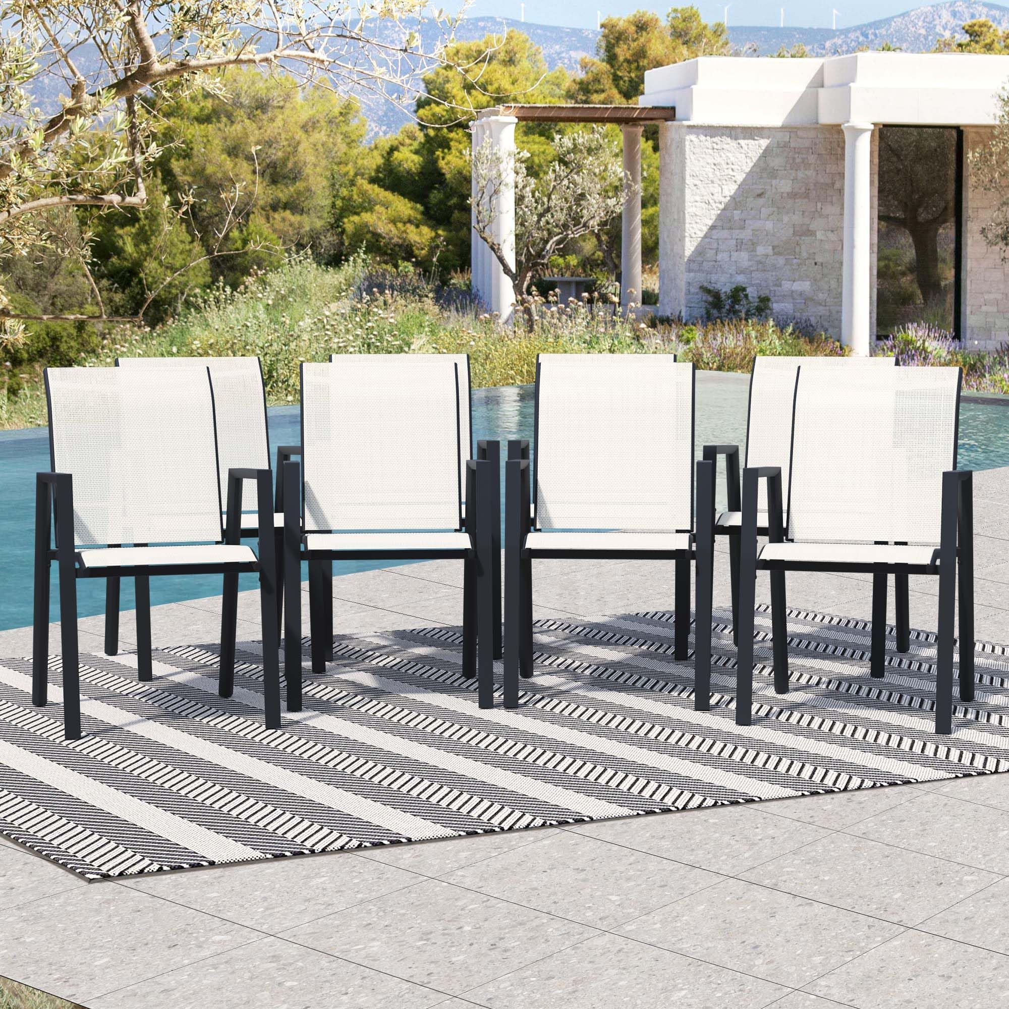 Seekverse Lawn Chair, Patio Chairs Set of 8, Outdoor Stackable Dining Chairs, Lightweight Patio Furniture Set for Garden, Backya