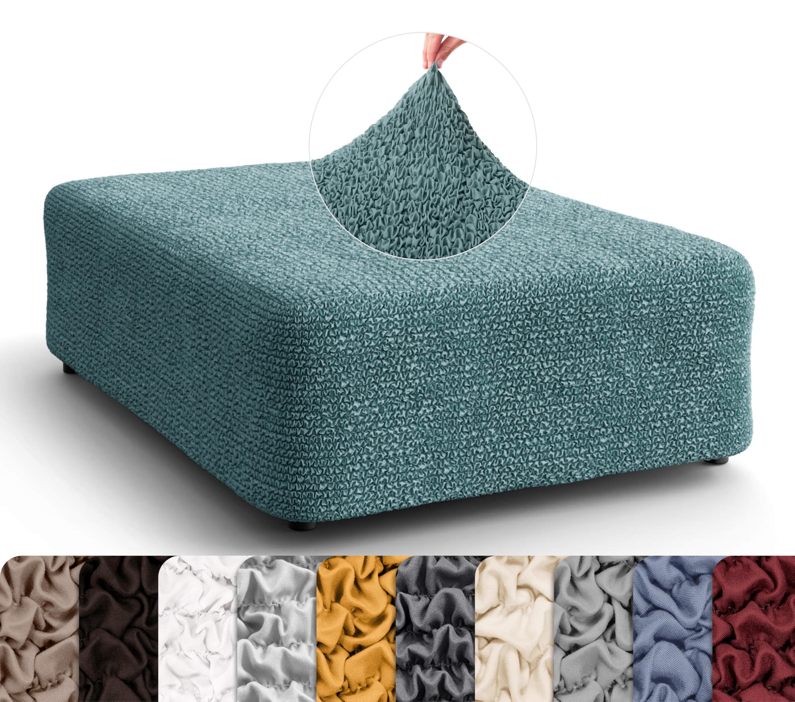 PAULATO BY GA.I.CO. Big Ottoman Cover Stool Cover Pouf Slipcover - Soft Polyester Fabric Slipcover - 1-Piece Form Fit Stretch Fu