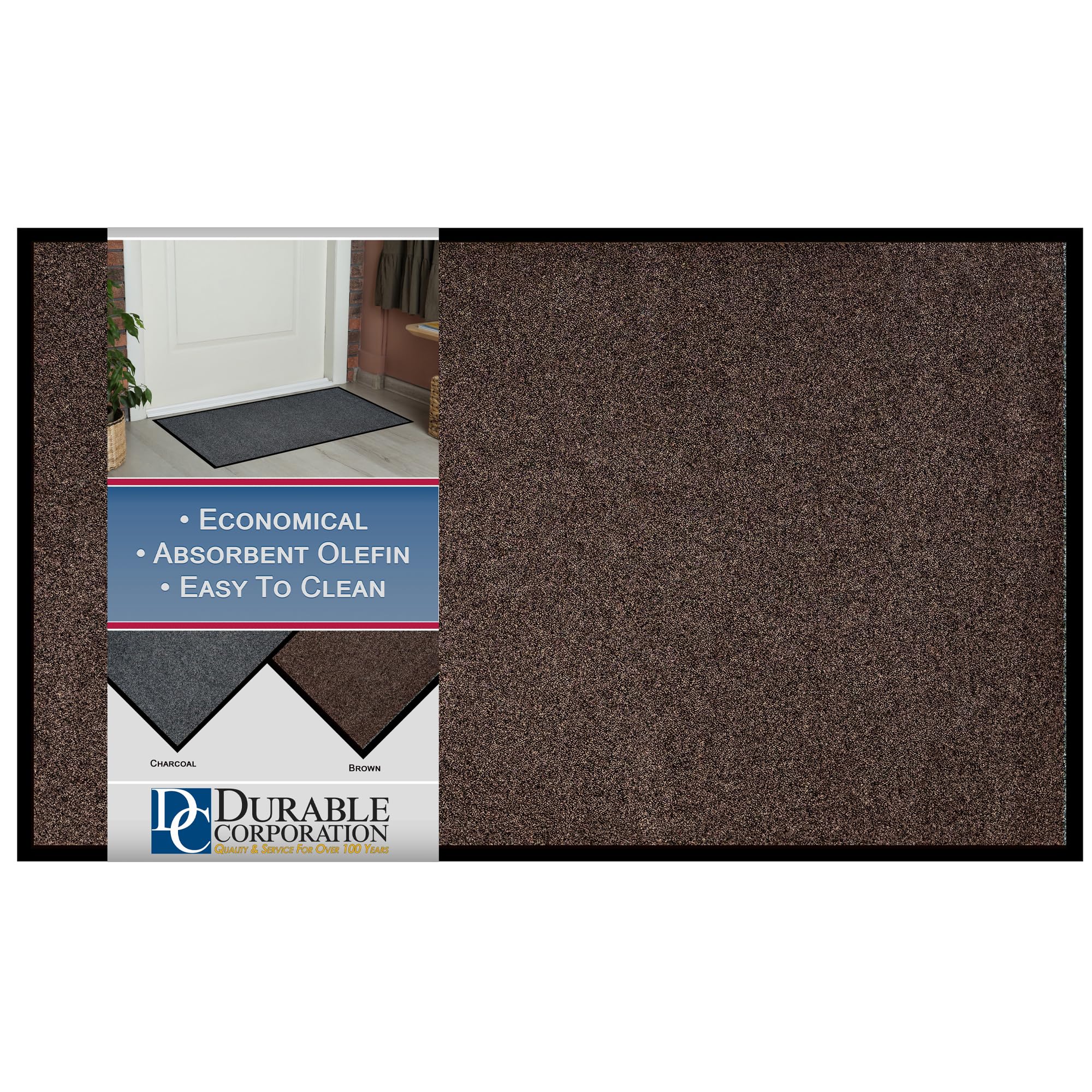 Durable Corporation-654S48 Wipe-N-Walk Vinyl Backed Indoor Carpet Entrance Mat, 4 x 8, Brown