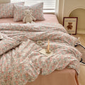 Boho Floral Duvet Cover Queen Soft Cotton Aesthetic Floral Bedding Sets French Style Pink Blue Flower Branches Duvet Cover Chic 