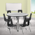 Flash Furniture Emmy Mobile 47.5 Circle Wave Flexible Laminate Activity Table Set with 18 Student Stack Chairs, Grey/Black