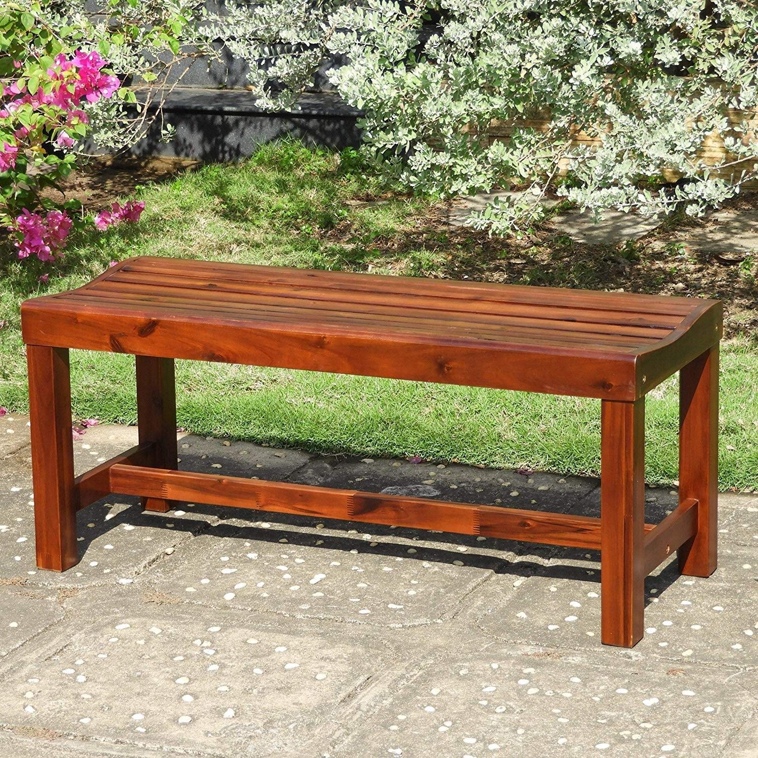 International Caravan Highland Acacia 55-Inch Backless Garden Bench