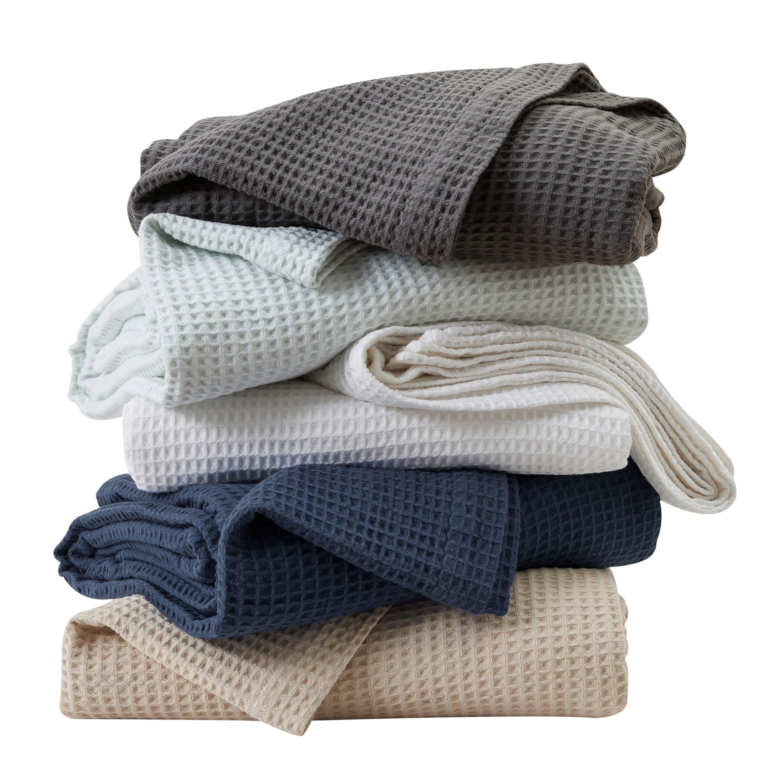 Great Bay Home 100% Waffle Weave Blanket King (102 x 90) Size, Lightweight, Supersoft, All Seasons Textured Blanket Throw for Be