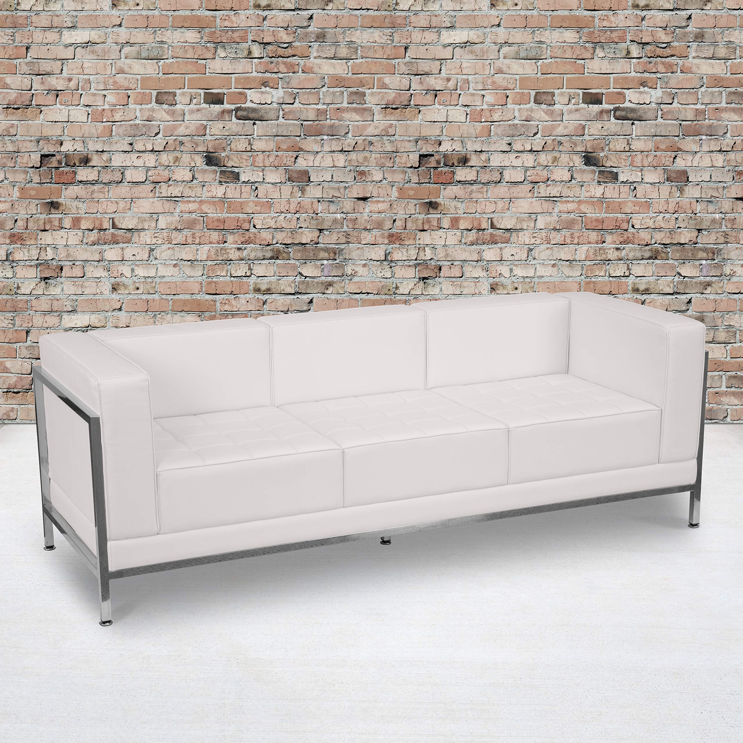 Flash Furniture HERCULES Imagination Series Contemporary White LeatherSoft Sofa with Encasing Frame