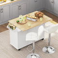 Yaheetech Kitchen Island with Drop-Leaf Breakfast Bar, 53 Width Kitchen Cart on 5 Universal Wheels with Rubberwood Top, Storage 