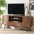 SAFAVIEH Aphra 2 Door 3 Drawer MED9625 Media Stand, 59 W x 15 D x 29 H, Walnut
