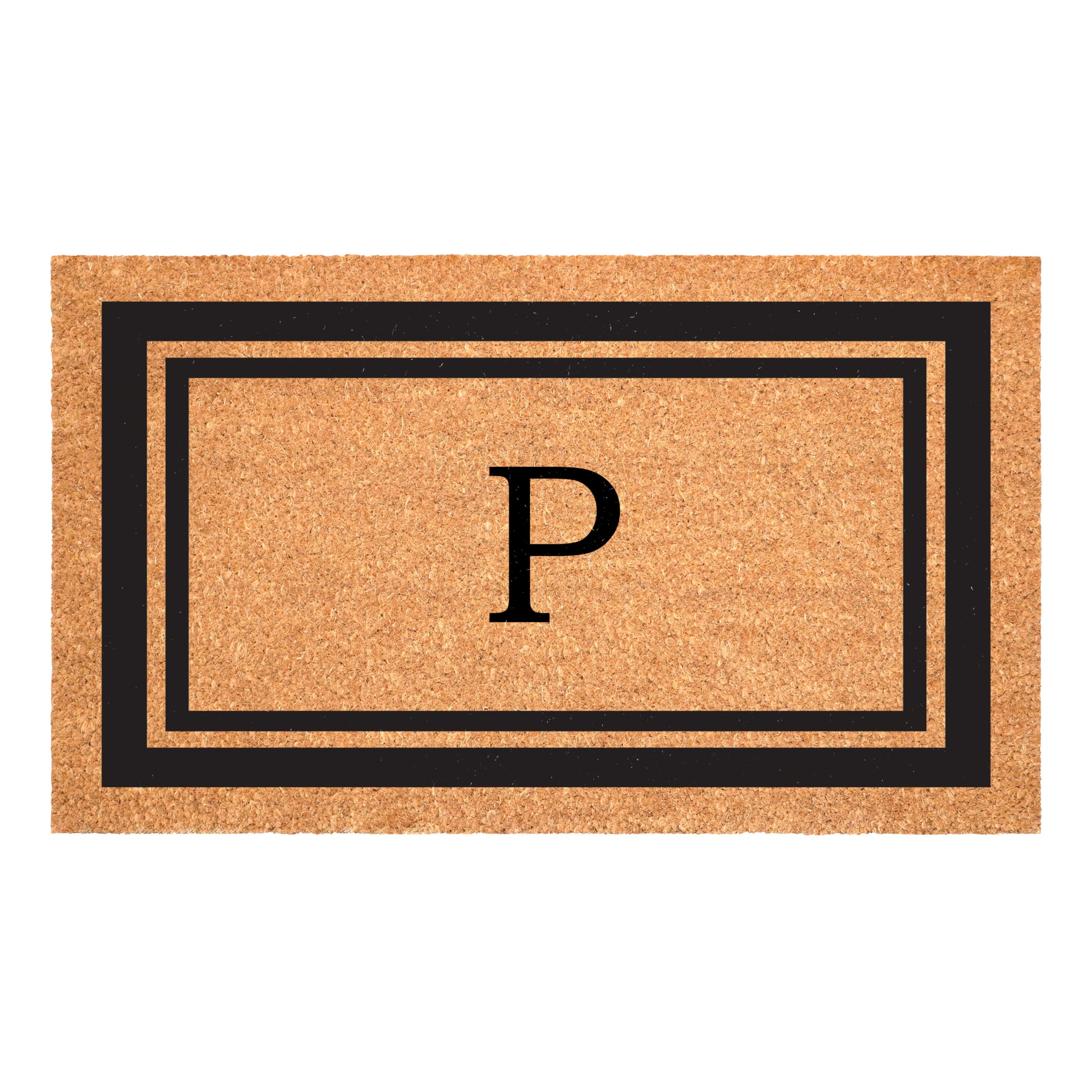 Calloway Mills 152962436P Black Border 24 x 36 Monogram Doormat, (Letter P)