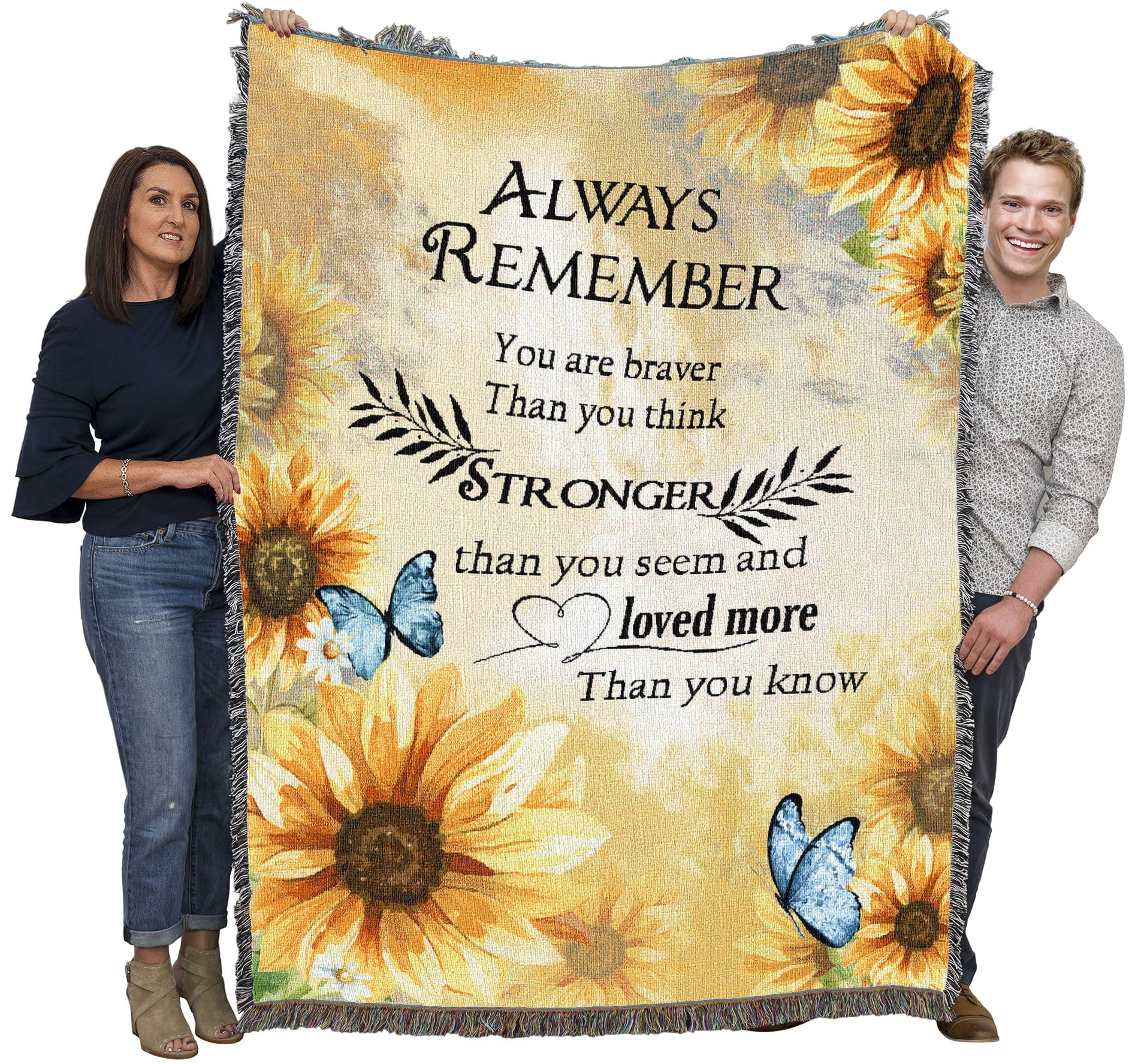 Pure Country Weavers Always Remember You are Strong Blanket - Gift Tapestry Throw Woven from Cotton - Made in The USA (72x54)