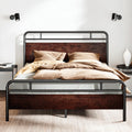 SHA CERLIN Full Size Bed Frame with Wooden Headboard and Footboard, Rounded Corner Metal Structure, Heavy Duty Slats with Under-