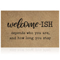 JJUUYOU Welcome Mats for Front Door Outdoor Entry Welcome Ish Depends Who You are Doormat Non Slip Rubber Mat for Home Indoor Fa