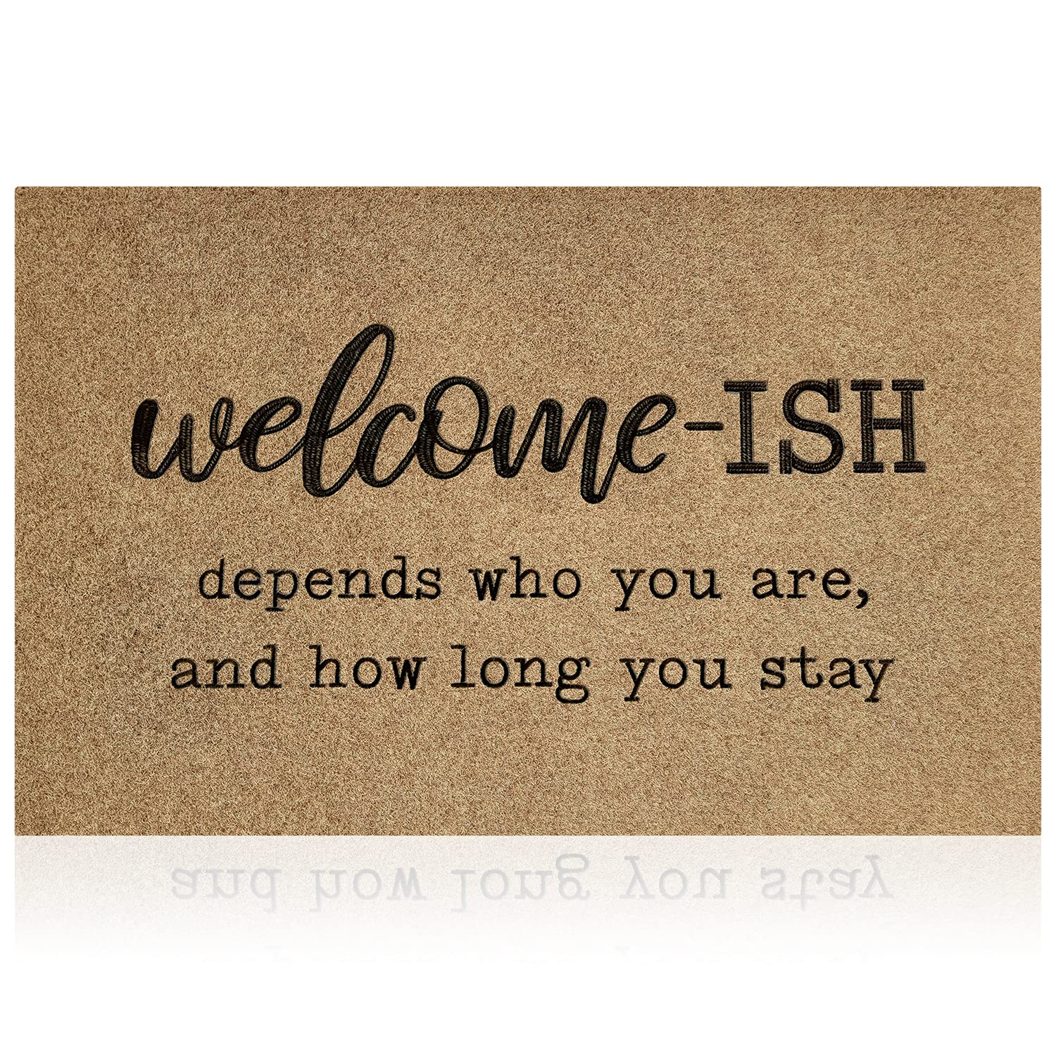 JJUUYOU Welcome Mats for Front Door Outdoor Entry Welcome Ish Depends Who You are Doormat Non Slip Rubber Mat for Home Indoor Fa