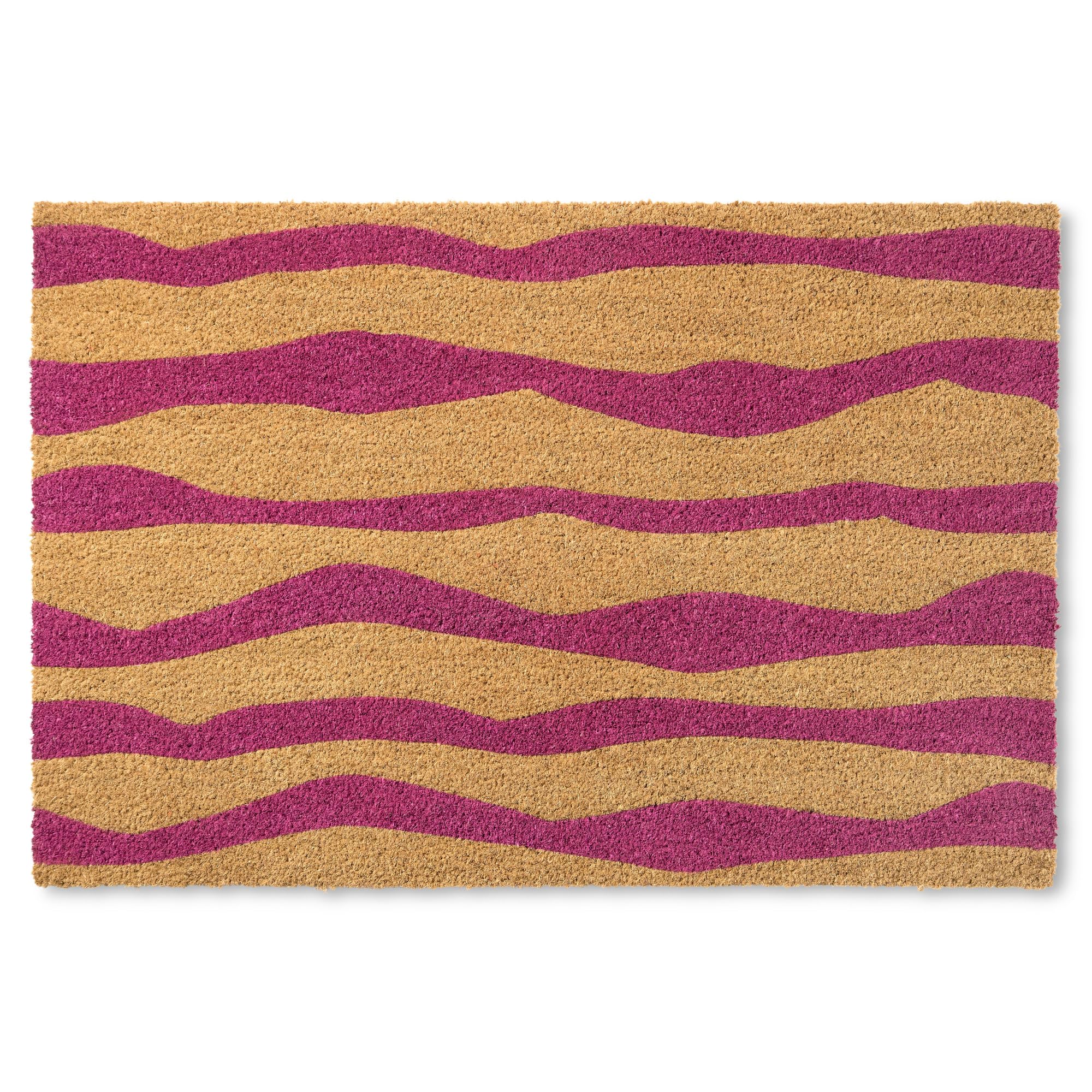 TOWN & COUNTRY TERRA Ravine Abstract Mountain Door Mat, Natural Coir, Heavyweight, Non-Slip Entryway Mat, Purple, 18x30