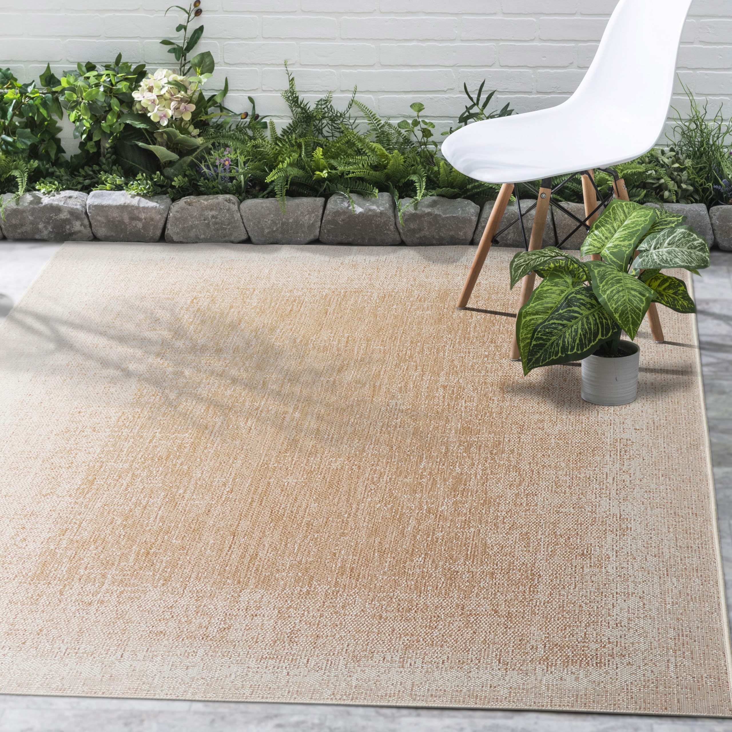 FH Home Outdoor Rug - Waterproof Easy to Clean Stain Resistant - Patio Indoor Outdoor Porch Deck Balcony Entryway - Ombre Modern