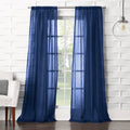 No. 918 Tayla Crushed Texture Semi-Sheer Rod Pocket Curtain Panel, 50 x 84, Indigo