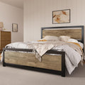 SHA CERLIN Queen Size Bed Frame with Modern Headboard, Heavy Duty Platform Metal Base with Square Footboard and 13 Strong Slats 