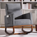 Yaheetech Rocking Chair, Upholstered Glider Chair with Side Pocket, Nursery Chair with High Backrest and Rubber Wood Legs, Rocki