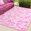 Nuanchu Pink Bow Outdoor Rug Waterproof 5 x 8 ft Plastic Straw Rugs Coquette Camping Carpet Patio Mat Indoor Outdoor RV Mat for 