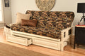 Kodiak Furniture Monterey White Storage Futon with Multi-Color Fabric Mattress