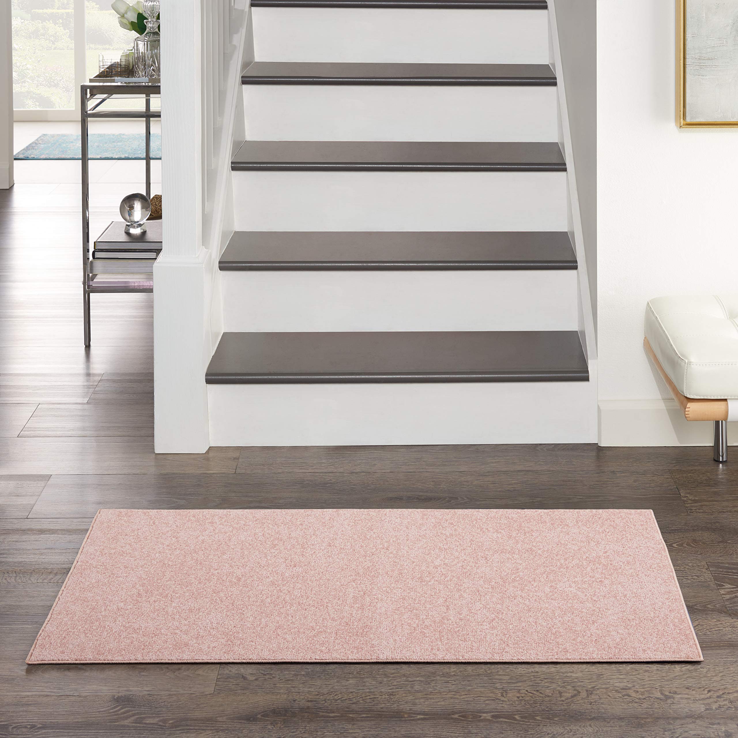Nourison Essentials Indoor/Outdoor Pink 2 x 4 Area Rug, Easy Cleaning, Non Shedding, Bed Room, Living Room, Dining Room, Backy