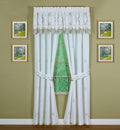 Todays Curtain Verona Reverse Embroidery Panel Pair and Tiebacks, 63, White/Blue
