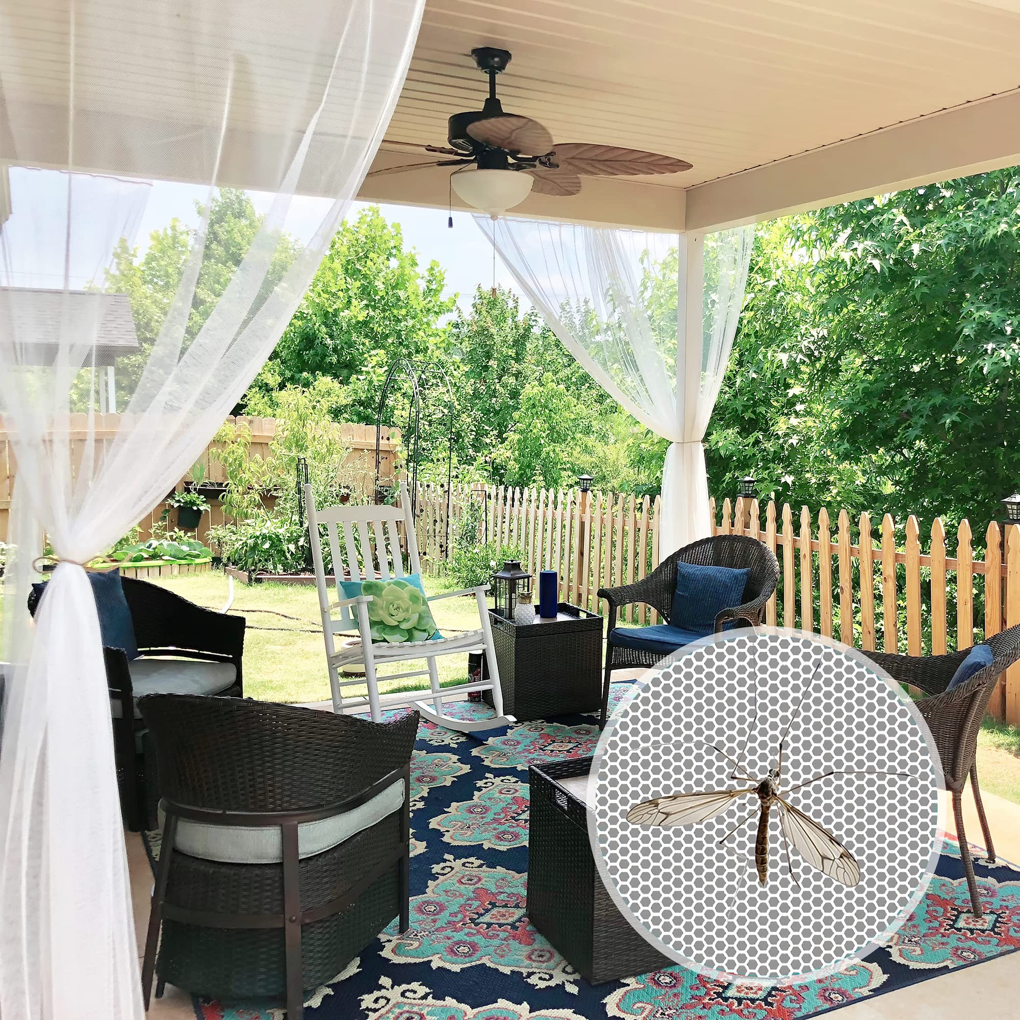 RYB HOME 2 Panels Porch Screen Mesh Outdoor Curtains Lightweight Mosquito Netting for Patio Gazebo Pool Hut Bug Garden Netting S