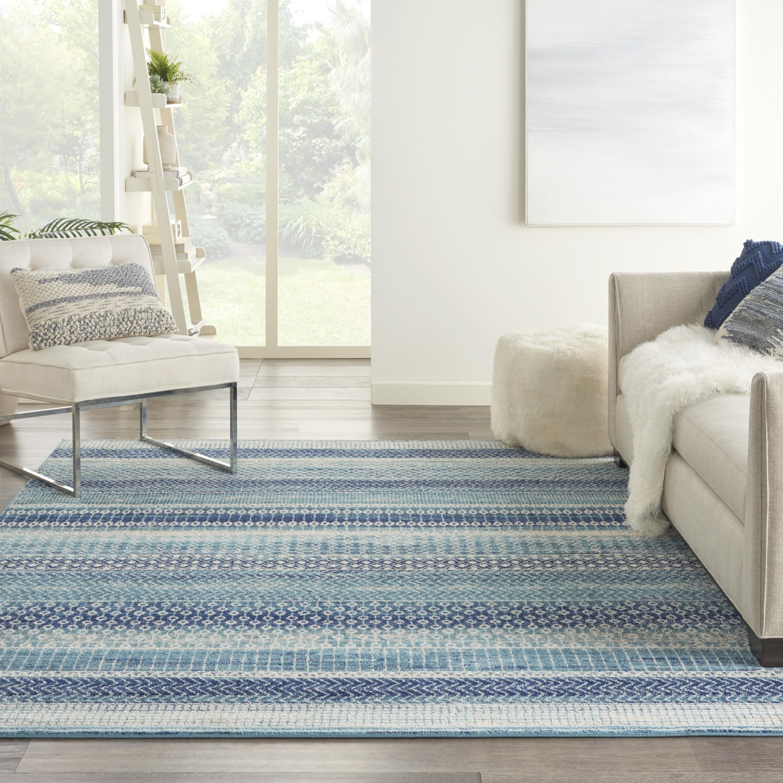 Nourison Passion Tribal Navy Blue 6 x 9 Area Rug, Easy Cleaning, Non Shedding, Bed Room, Living Room, Dining Room, Kitchen (6x