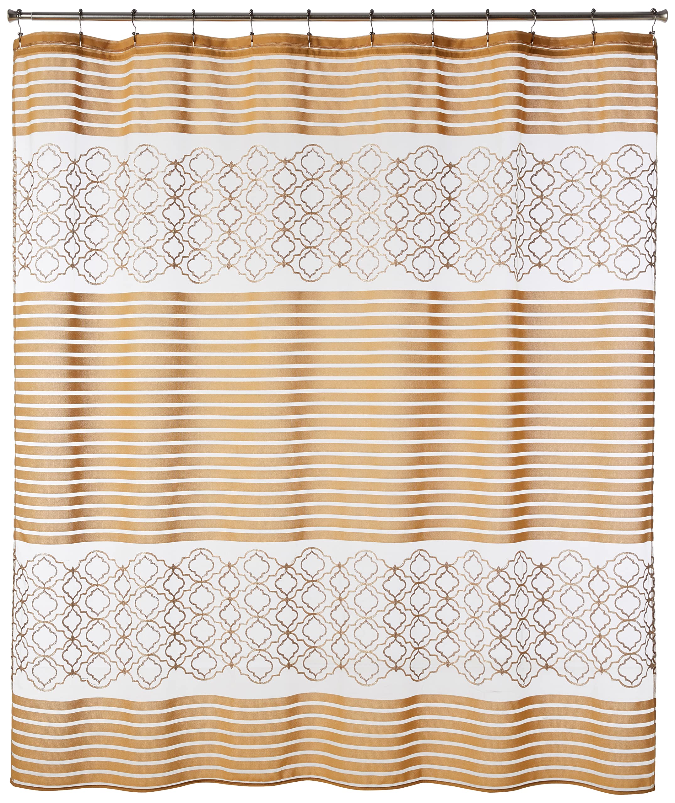 Popular Bath Shower Curtain, Spindle Collection, 70 x 72, Gold