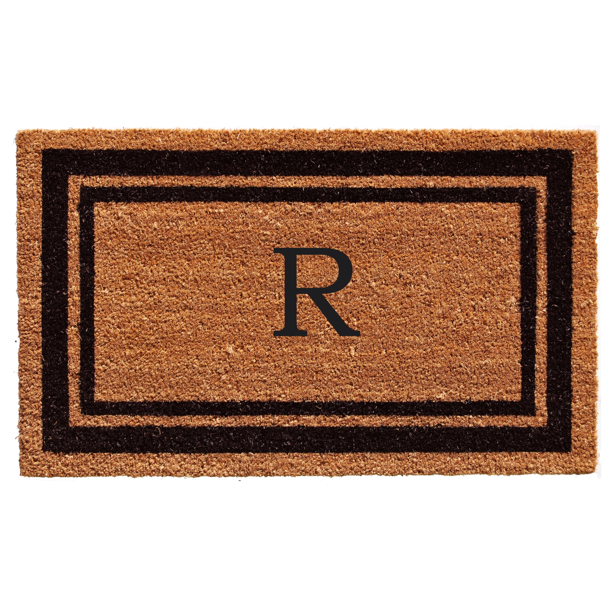 Calloway Mills 152961830R Black Border 18 x 30 Monogram Doormat, (Letter R)