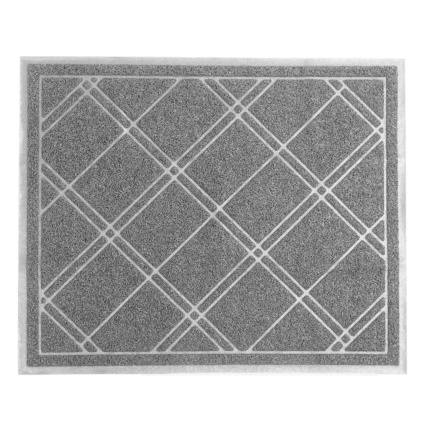 SlipToGrip Door Mat - Durable Door Outdoor Mats for High Traffic - Plaid Grey Mat with Water-Resistant Surface, Dura Loop - No-S