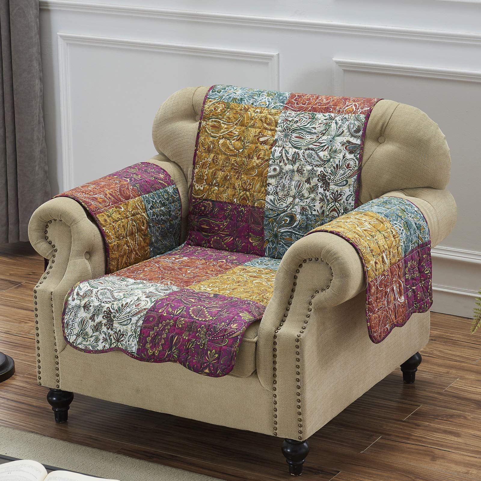 Barefoot Bungalow Paisley Slumber Furniture Protector Slipcover, Arm Chair, Spice