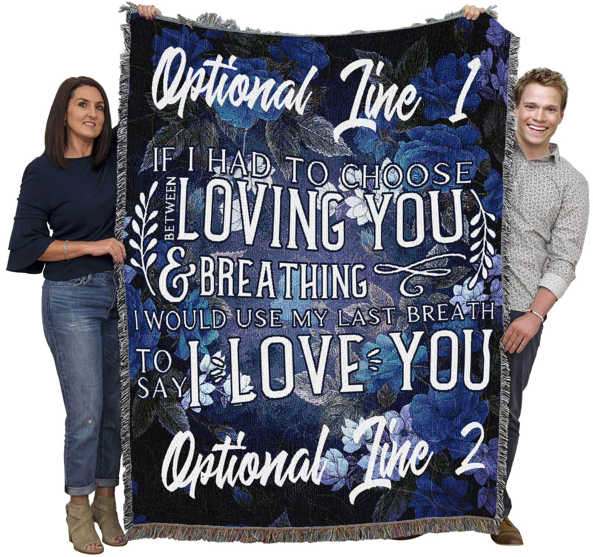 Pure Country Weavers Breathing Loving You Blanket Blue - Personalized - Custom Gift Tapestry Throw Woven from Cotton - Made in T