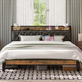 ANCTOR King Size Bed Frame, Storage Headboard with Outlets, Easy to Install, Sturdy and Stable, No Noise, No Box Springs Needed 