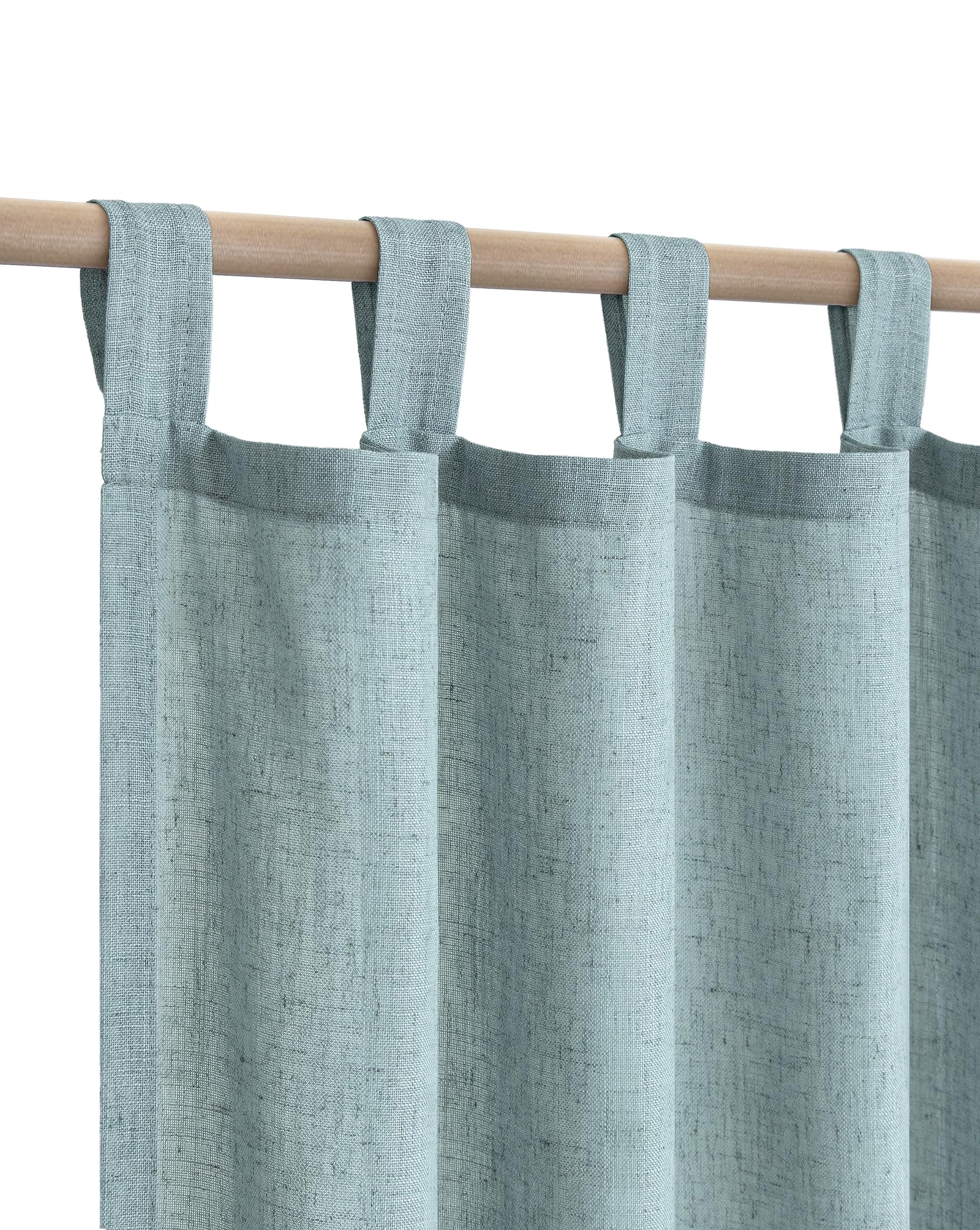 KOUFALL Aqua Mint Green Curtains 84 Inch Length Sheer Linen Blue Green Vintage Farmhouse Coastal Beach Curtains for Cowgirl Deco