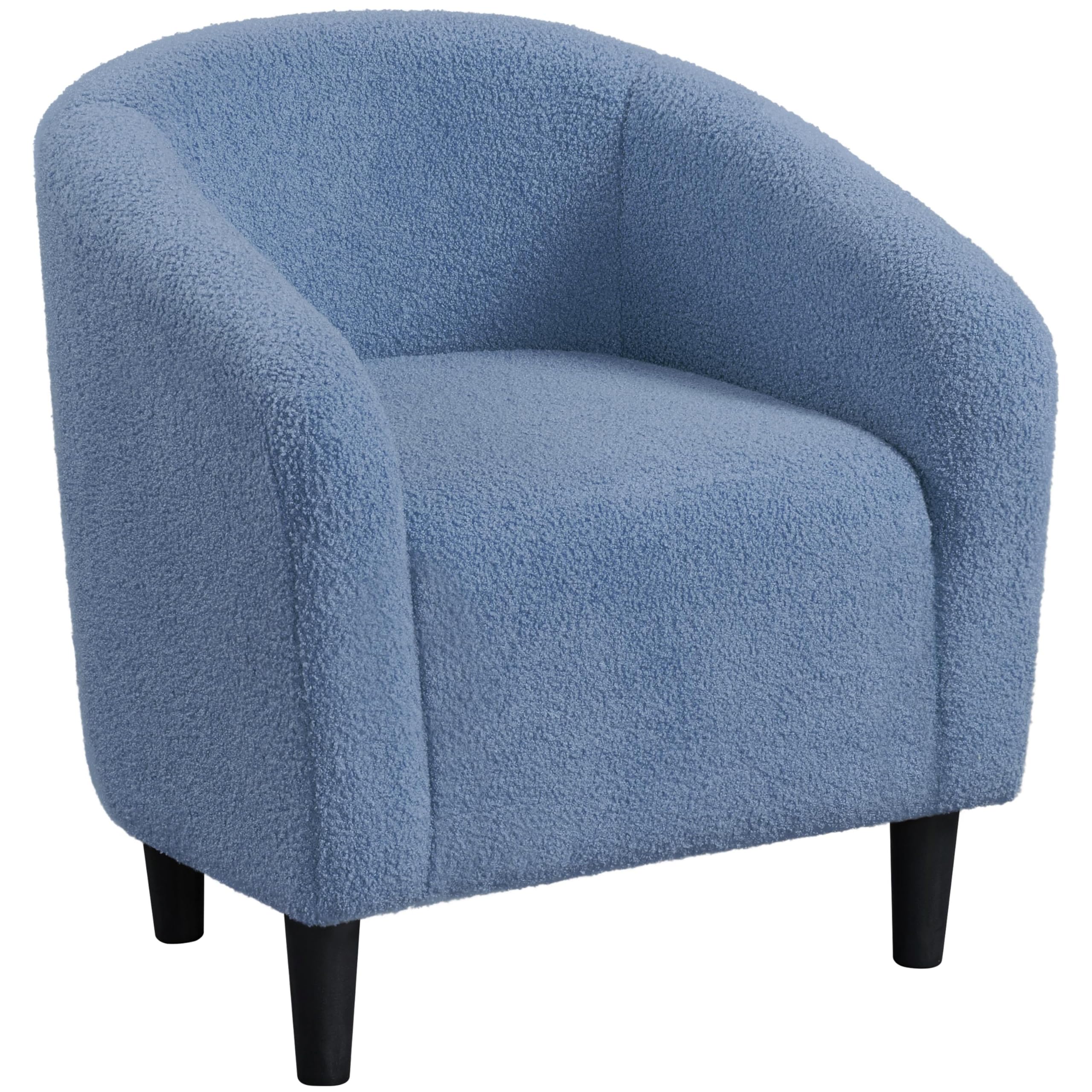 Yaheetech Accent Barrel Chair, Boucle Fabric Club Chair, Furry Sherpa Elegant Armchair with Cozy Soft Padded, Suitable for Livin