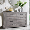 ACCOHOHO Farmhouse 8 Drawers Dresser Chests for Bedroom,52  Wide Wood Rustic Chest of Drawers with Metal Handle,Natural Texture,