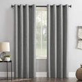 Sun Zero Brooks Burlap Weave Thermal Extreme Total Blackout Grommet Curtain Panel, 52 x 96, Gray