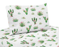 Pink and Green Boho Watercolor Twin Sheet Set for Cactus Floral Collection - 3 piece set