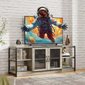 Amyove TV Stand for 65+ Inch TV, Industrial Entertainment Center TV Media Console Table, Farmhouse TV Stand with Storage, Mesh D