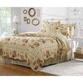 Greenland Home Antique Rose 100% Cotton Heirloom-Quality Quilt Set, King/California King (5 Piece), Ecru