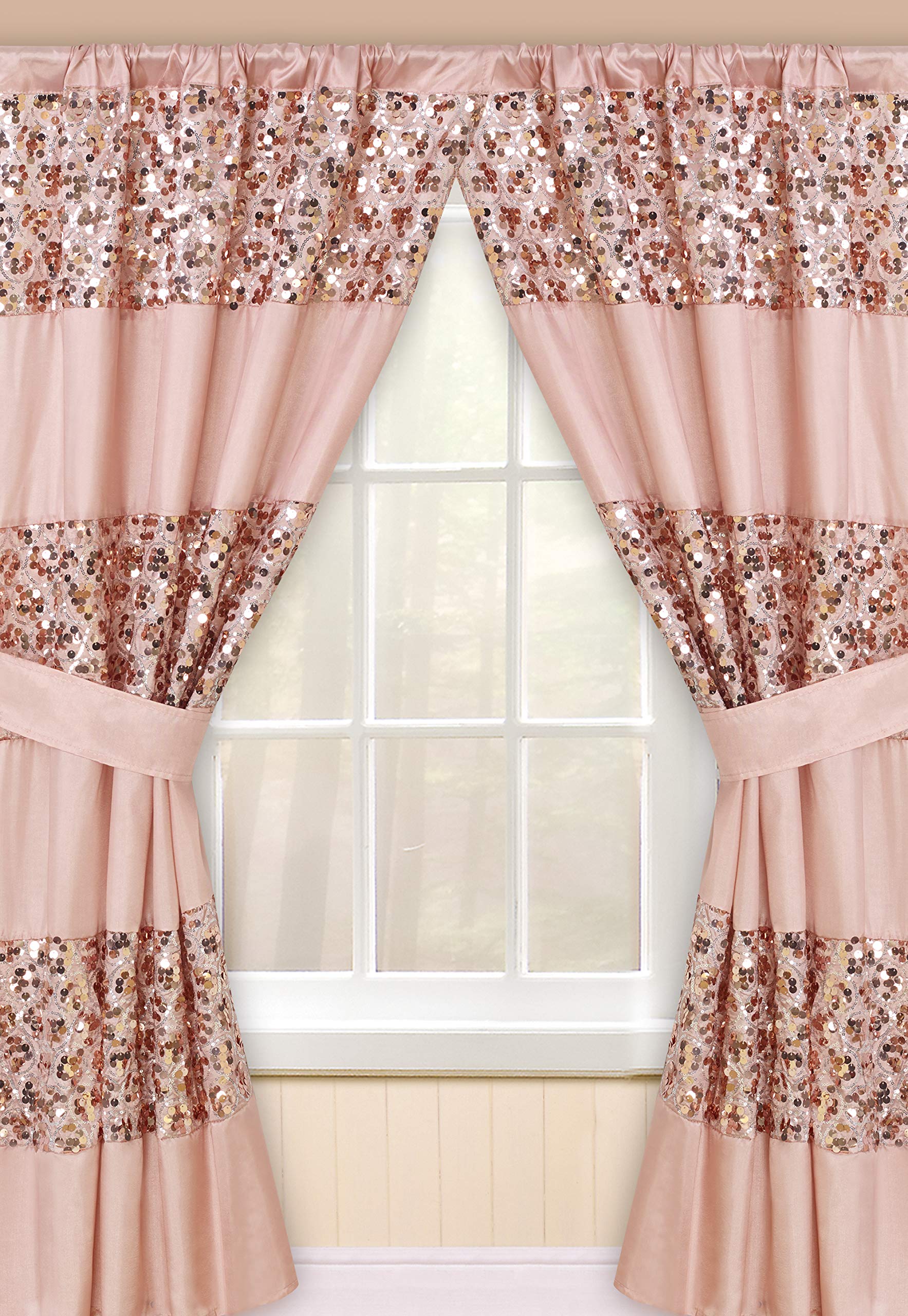 Zahari Home Sinatra Window Curtain Stylish Bathroom Window Curtain,36 x 54 Each, Set of 2, Blush