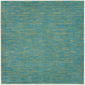 Nourison Essentials Indoor/Outdoor Blue Green 7 x Square Area Rug, Easy Cleaning, Non Shedding, Bed Room, Living Room, Dining R