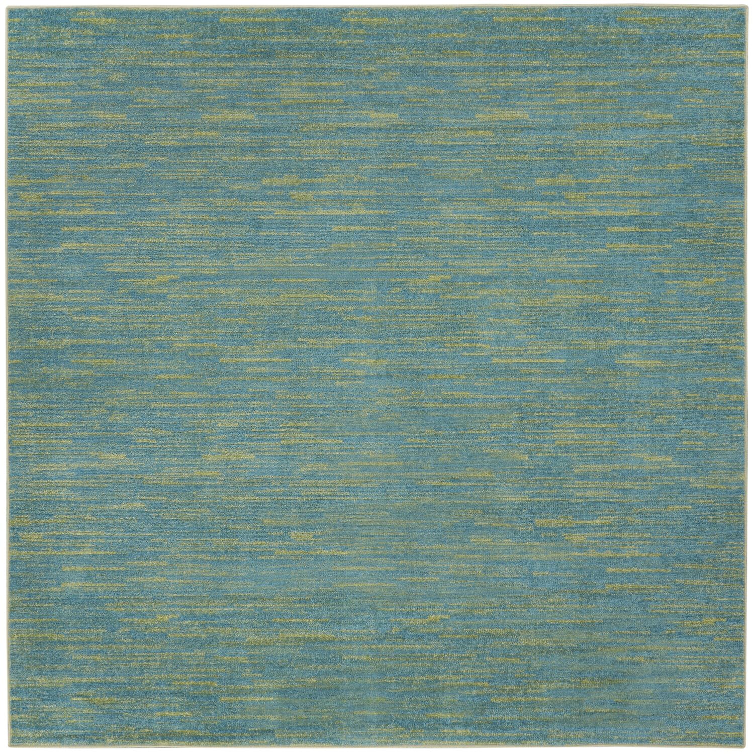 Nourison Essentials Indoor/Outdoor Blue Green 7 x Square Area Rug, Easy Cleaning, Non Shedding, Bed Room, Living Room, Dining R