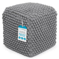 BIRDROCK HOME Buds Pouf Ottoman | Cotton Braided Foot Stool with Bead Filling | Boho Foot Rest for Living Room & Bedroom | Overs