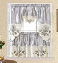 GOHD Rose Melody. 3pcs Kitchen Cafe Curtain Set.Farmhouse Swag and 24 inches Tiers Set for Small Windows. Nice Matching Color Ro