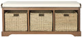 SAFAVIEH American Homes Collection Lonan Grey and White Wicker Storage Bench, 0, Brown