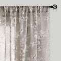 Fmfunctex Linen Sheer Curtains for Bedroom, Tan White Blossom Print Curtains 96 Inches Long for Living Room, Taupe Floral Patter
