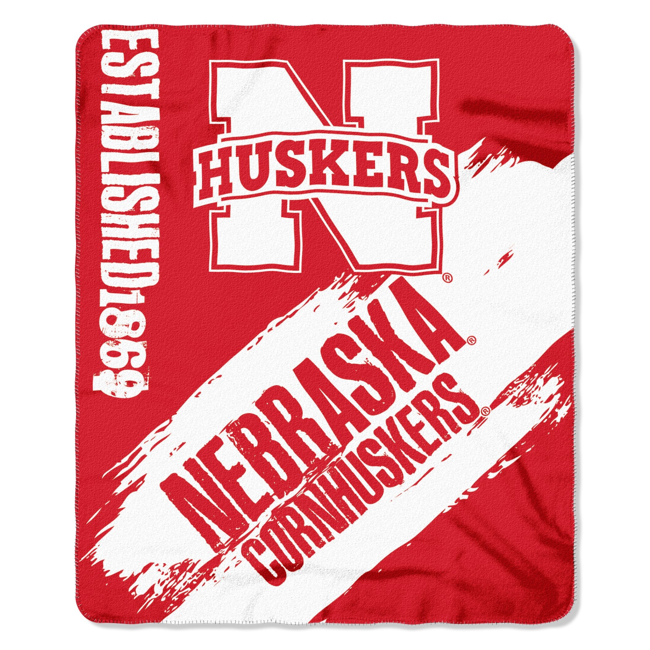 The Northwest Company NCAA Nebraska Cornhuskers Fleece Throw Blanket, 50 x 60, Painted