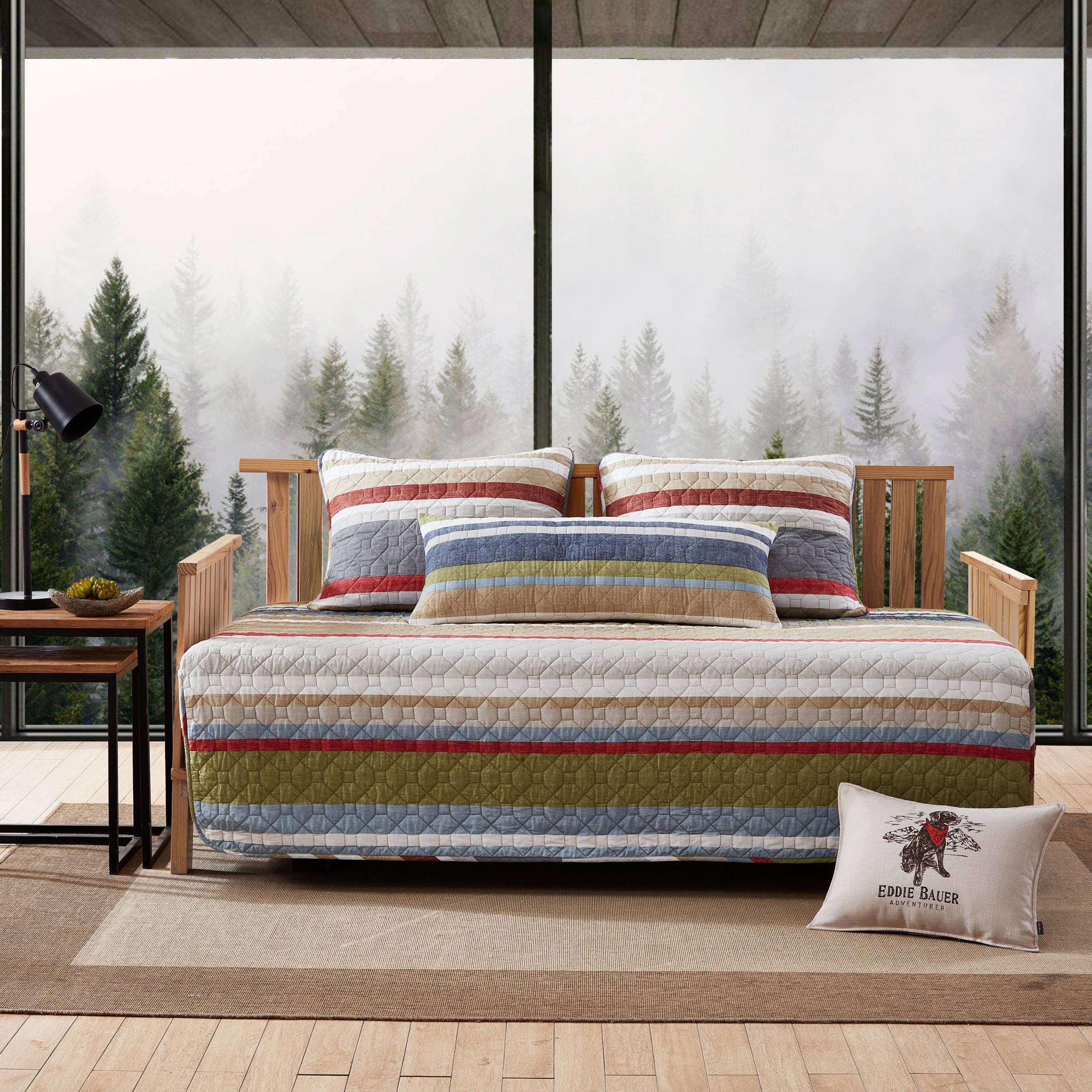 Eddie Bauer - Daybed Set, Reversible Cotton Bedding with Matching Shams & Decorative Pillow Cover, Lightweight Home Decor for Al