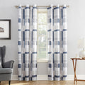 No. 918 Blockade Geometric Blocks Semi-Sheer Grommet Curtain Panel, 40 x 84, Navy