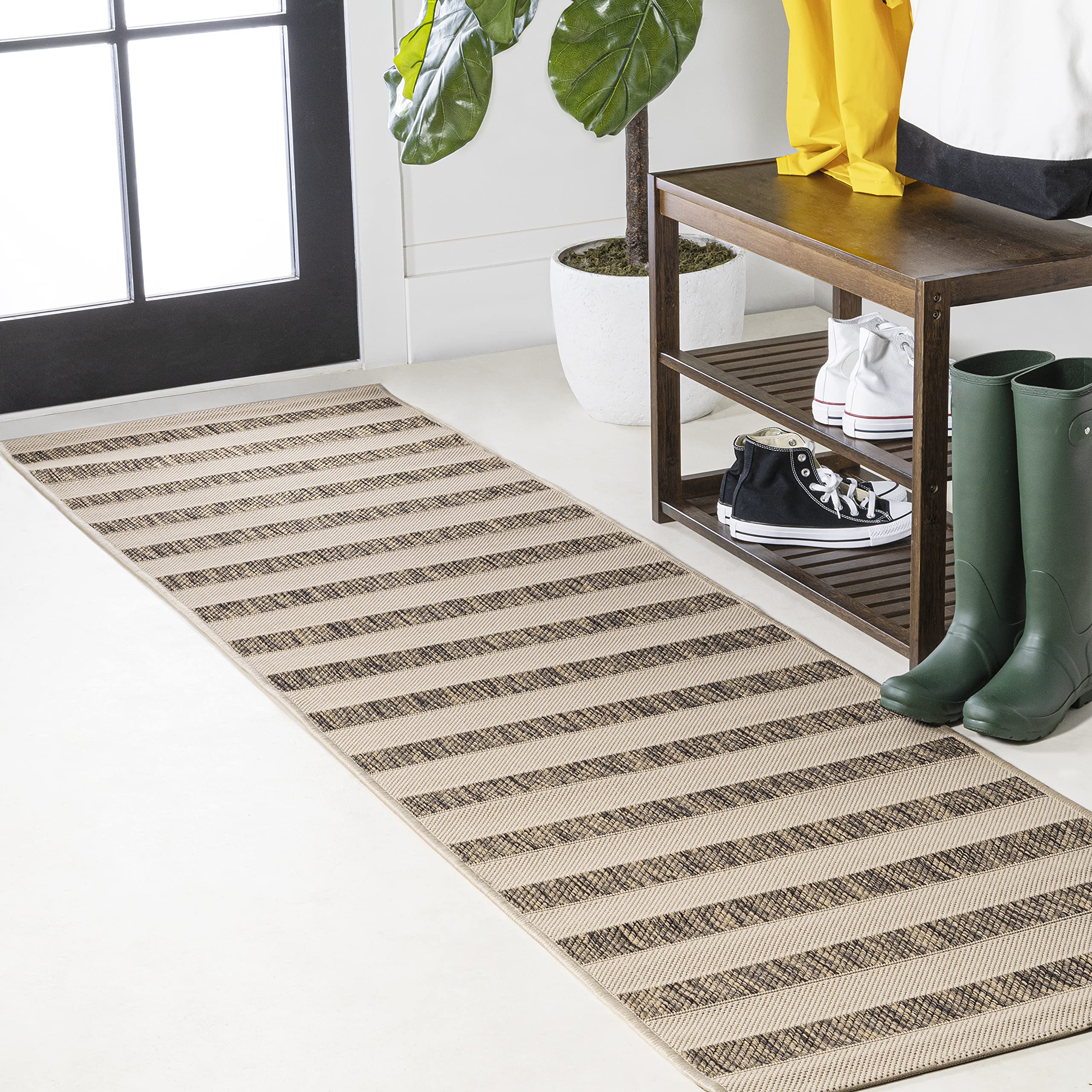 JONATHAN Y SMB112A-28 Aveiro Wide Stripe Indoor Outdoor Area Rug, Bohemian, Coastal, Mediterranean Easy Cleaning,Bedroom,Kitchen